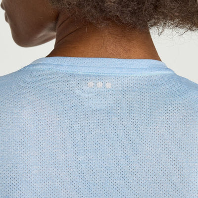 Saucony Women's Re-Imagined Stopwatch Short Sleeve Women's Tops - BlackToe Running#colour_ether-heather