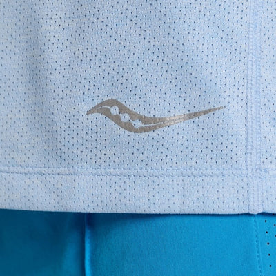 Saucony Women's Re-Imagined Stopwatch Short Sleeve Women's Tops - BlackToe Running#colour_ether-heather