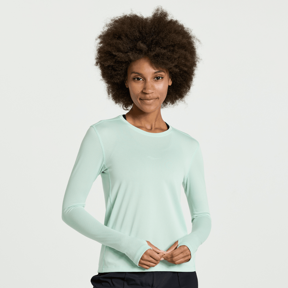 Saucony Women's Stopwatch Long Sleeve - BlackToe Running#colour_atmosphere-blue