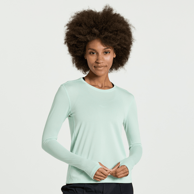 Saucony Women's Stopwatch Long Sleeve - BlackToe Running#colour_atmosphere-blue