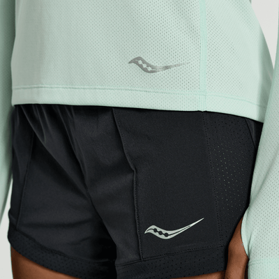 Saucony Women's Stopwatch Long Sleeve - BlackToe Running#colour_atmosphere-blue
