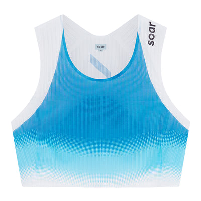 Soar Women's Crop Race Vest - BlackToe Running#colour_palace-blue-norse-blue-stripe