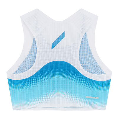 Soar Women's Crop Race Vest - BlackToe Running#colour_palace-blue-norse-blue-stripe