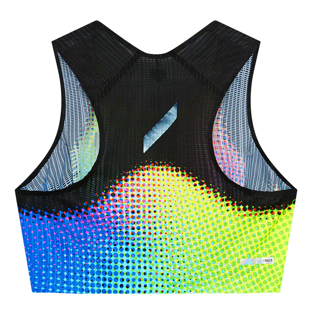 Soar Women's Crop Race Vest - BlackToe Running#colour_tropical-dot