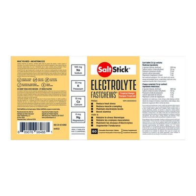 SaltStick FastChews 60-Tab Bottle - BlackToe Running#flavour_tropical-mango