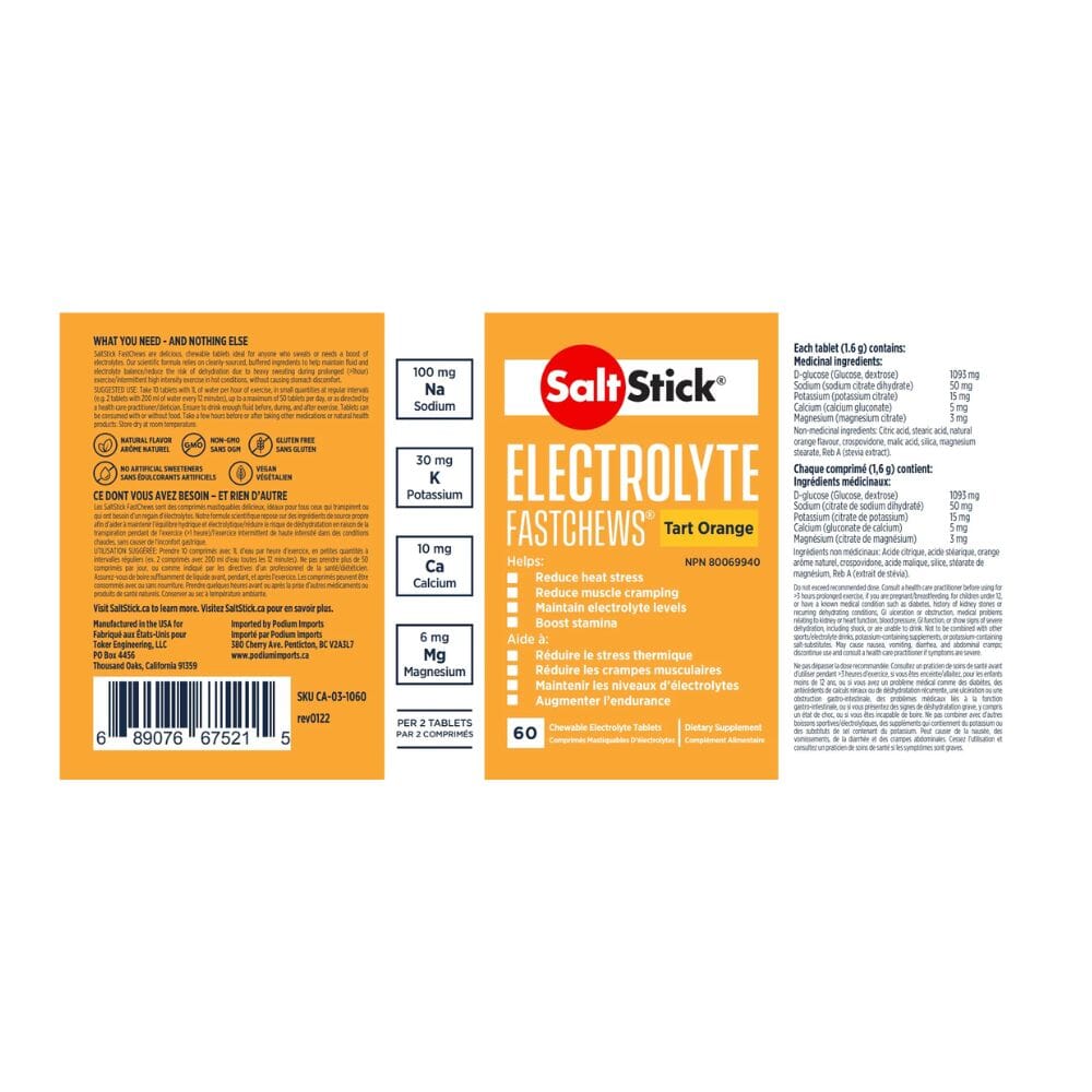 SaltStick FastChews 60-Tab Bottle - BlackToe Running#flavour_tart-orange