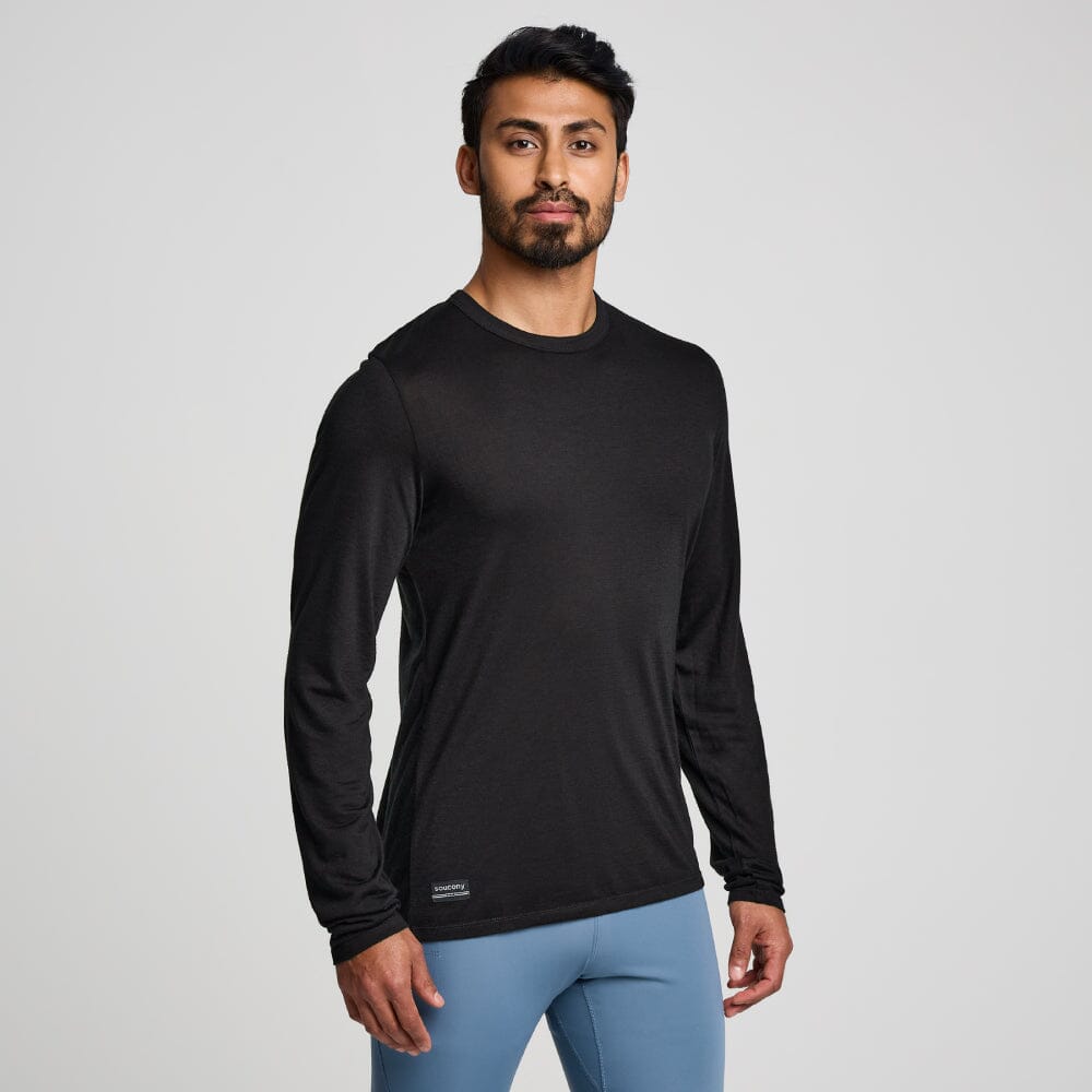 Saucony Men's Peregrine Merino Long Sleeve - BlackToe Running#colour_black