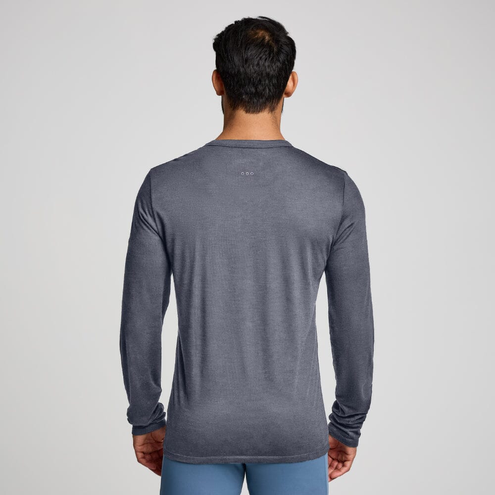 Saucony Men's Peregrine Merino Long Sleeve - BlackToe Running#colour_murk-heather