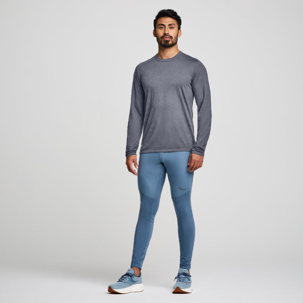 Saucony Men's Peregrine Merino Long Sleeve - BlackToe Running#colour_murk-heather