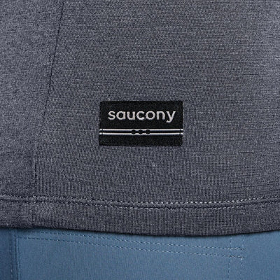 Saucony Men's Peregrine Merino Long Sleeve - BlackToe Running#colour_murk-heather