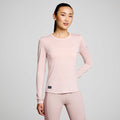 Saucony Women's Peregrine Merino Long Sleeve - BlackToe Running#colour_smoke-heather