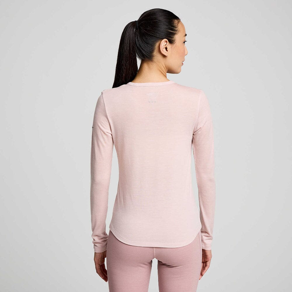 Saucony Women's Peregrine Merino Long Sleeve - BlackToe Running#colour_smoke-heather