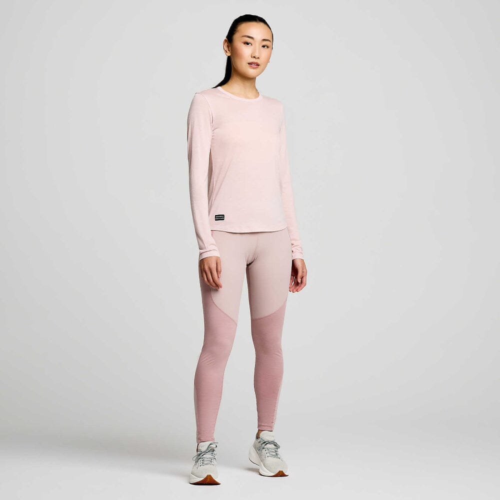 Saucony Women's Peregrine Merino Long Sleeve - BlackToe Running#colour_smoke-heather
