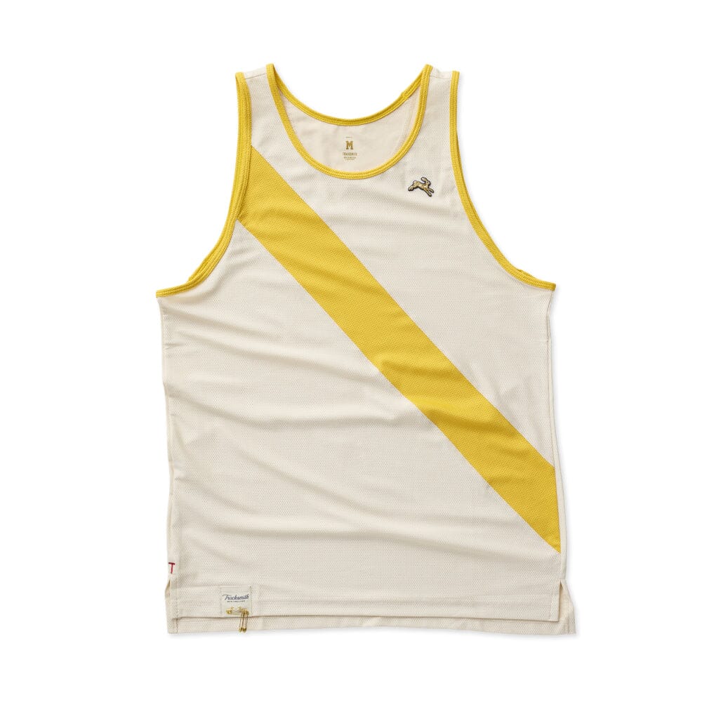 Tracksmith Men's Van Cortlandt Singlet Men's Tops - BlackToe Running#colour_birch-goldenrod