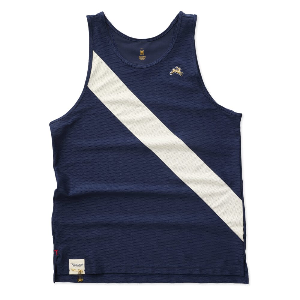 Tracksmith Men's Van Cortlandt Singlet Men's Tops - BlackToe Running#colour_navy-ivory