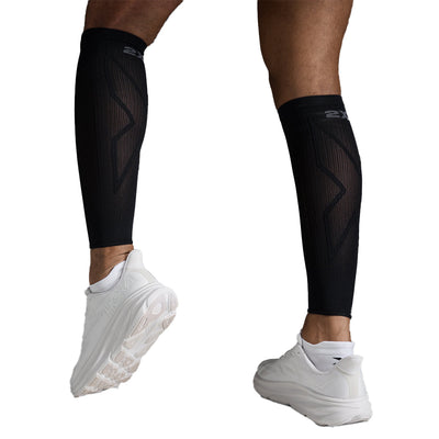2XU X Compression Calf Sleeves - BlackToe Running#colour_black