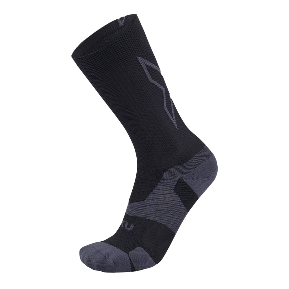 2XU Vectr Light Cushion Crew Socks - BlackToe Running#colour_black-titanium