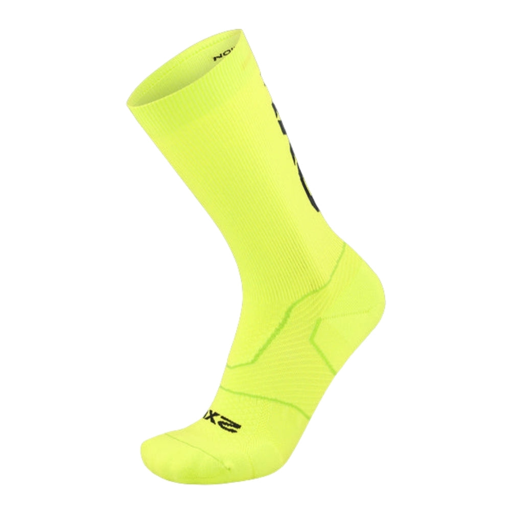 2XU Vectr Light Cushion Crew Socks - BlackToe Running#colour_volt-black