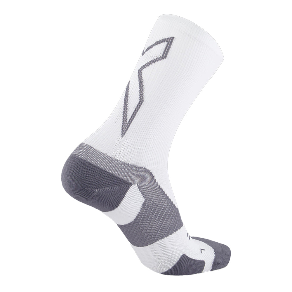 2XU Vectr Light Cushion Crew Socks - BlackToe Running#colour_white-grey