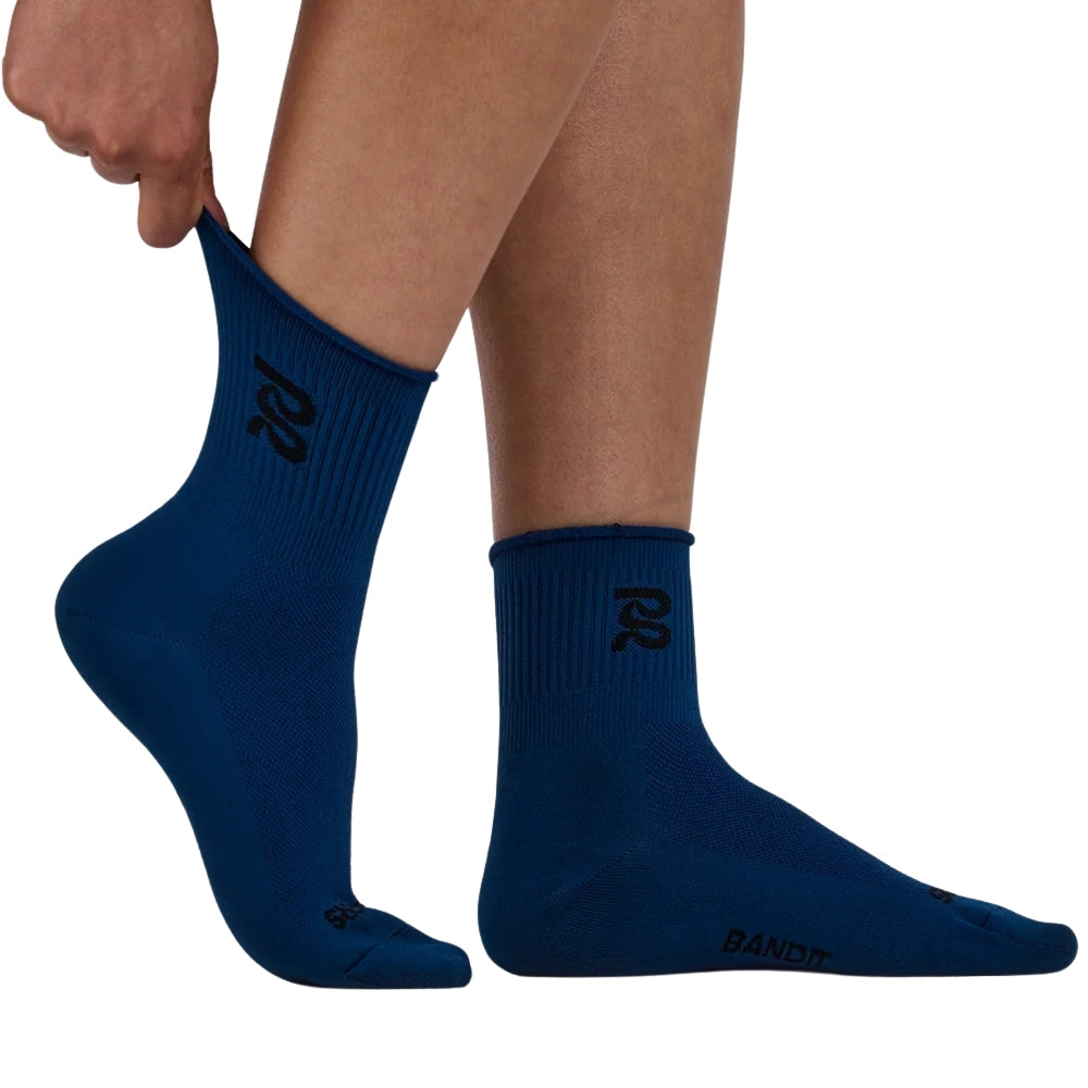 Bandit Running Lite Run Ribbed Quarter Socks - BlackToe Running#colour_aegean