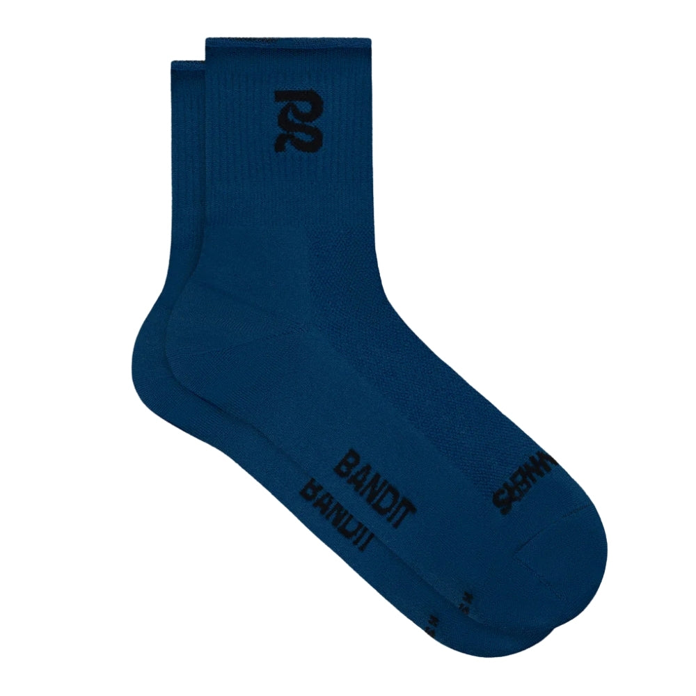 Bandit Running Lite Run Ribbed Quarter Socks - BlackToe Running#colour_aegean