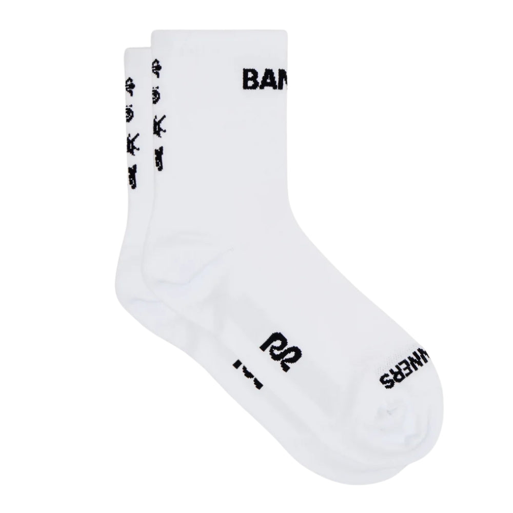 Bandit Running Lite Run Spring Motif Quarter Socks - BlackToe Running#colour_white-black