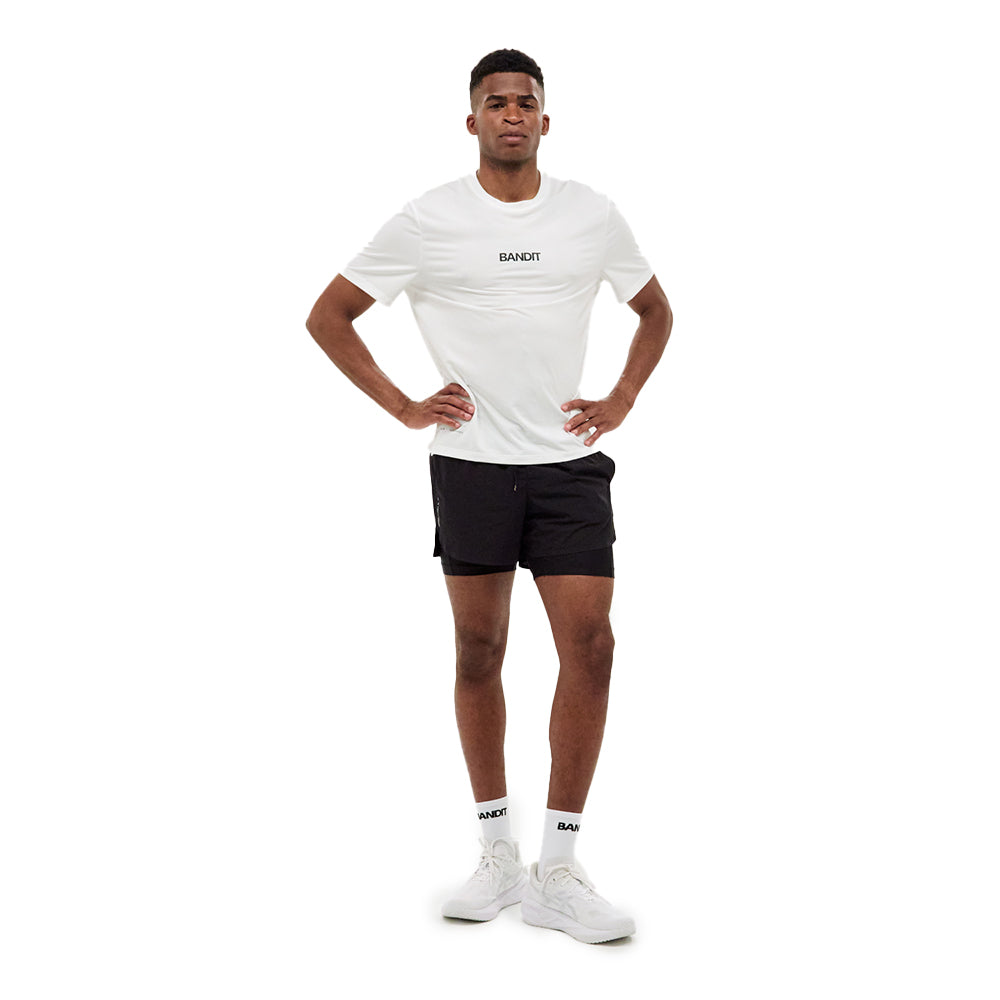 Bandit Running Men's Drift™ Performance Training Tee - BlackToe Running#colour_white