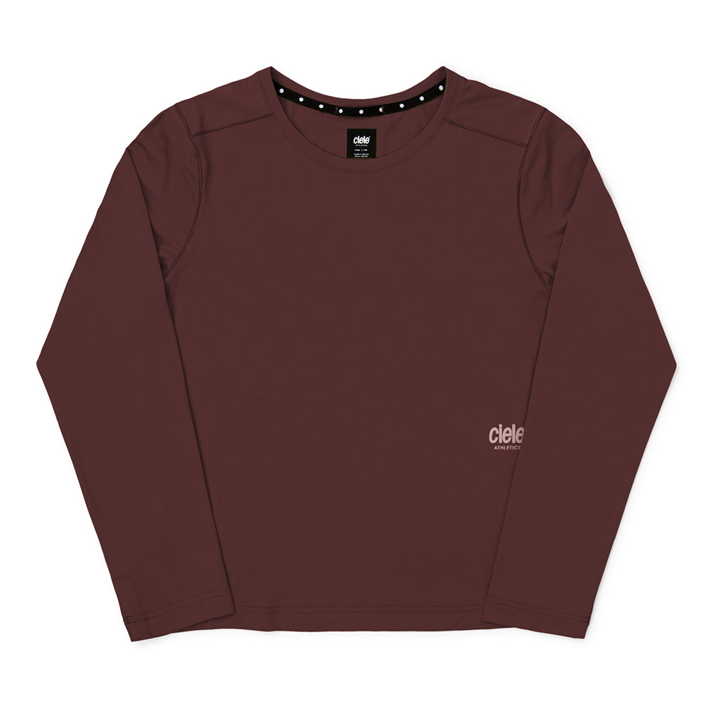 Ciele Women's DLY Long Sleeve - BlackToe Running#colour_dark-wine-red