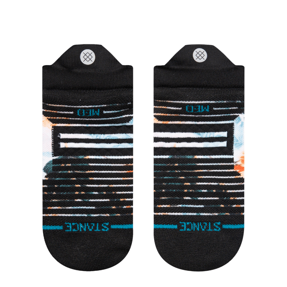 Stance Women's Run Flowerful Performance Poly Mid Cushion Tab Socks - BlackToeRunning