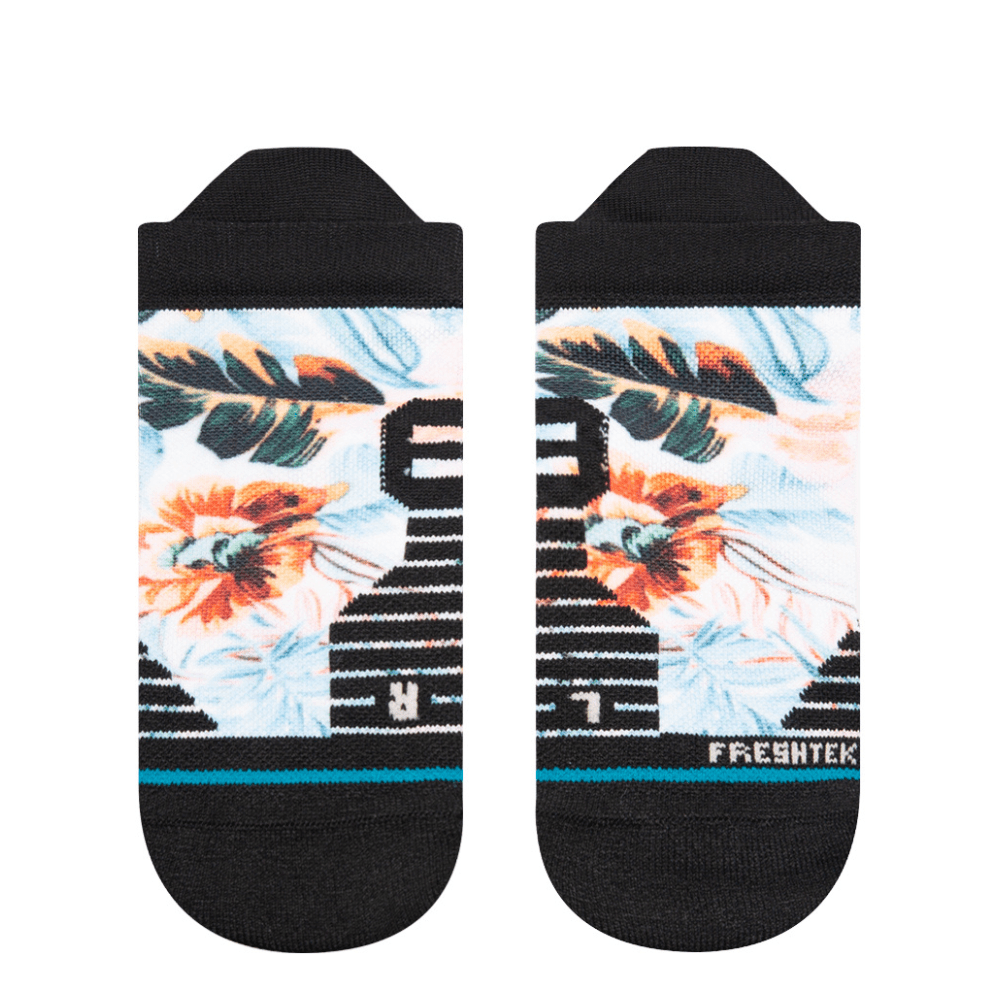 Stance Women's Run Flowerful Performance Poly Mid Cushion Tab Socks - BlackToeRunning
