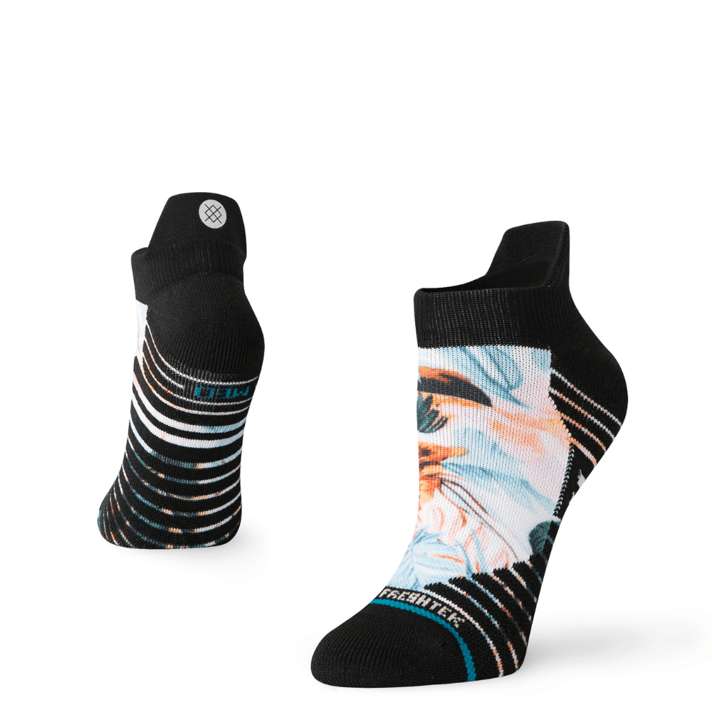 Stance Women's Run Flowerful Performance Poly Mid Cushion Tab Socks - BlackToeRunning