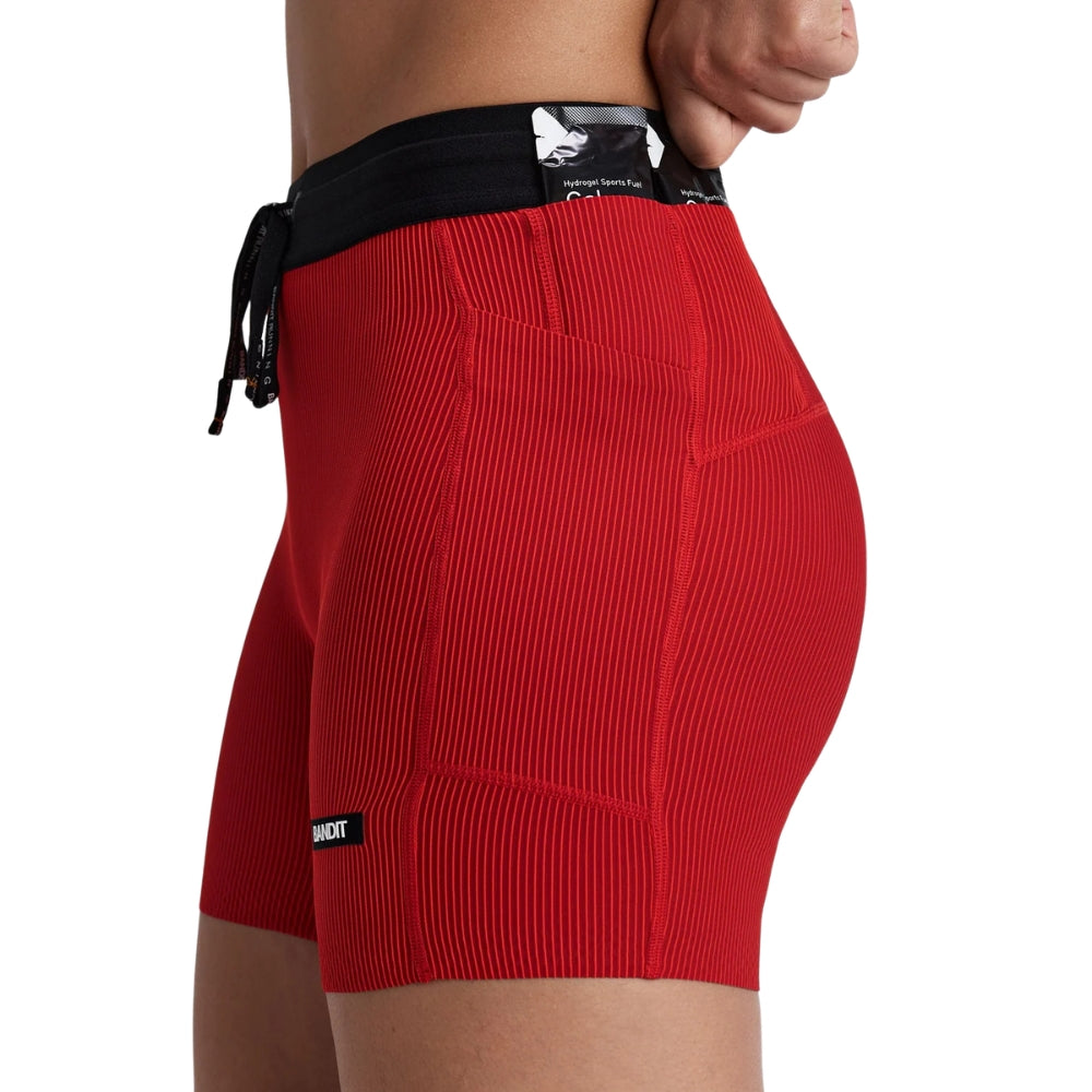 Bandit Women’s Striped Cadence 5" Compression Short - BlackToe Running#colour_oxide-red-signal-red