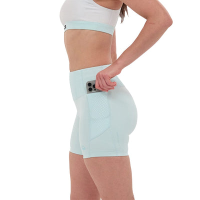 Bandit Running Women's Stamina™ High Waist 5" Compression Shorts - BlackToe Running#colour_minty-blue