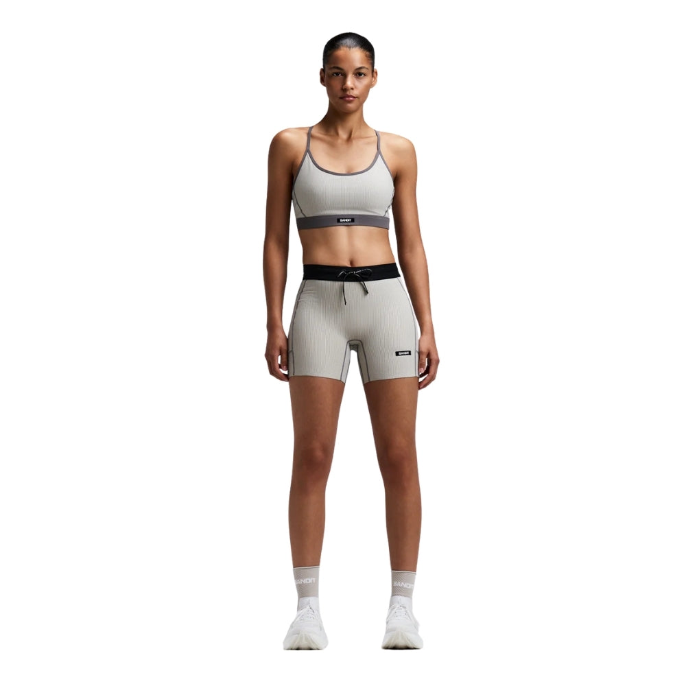 Bandit Women’s Striped Cadence 5" Compression Short - BlackToe Running#colour_plaster-slate