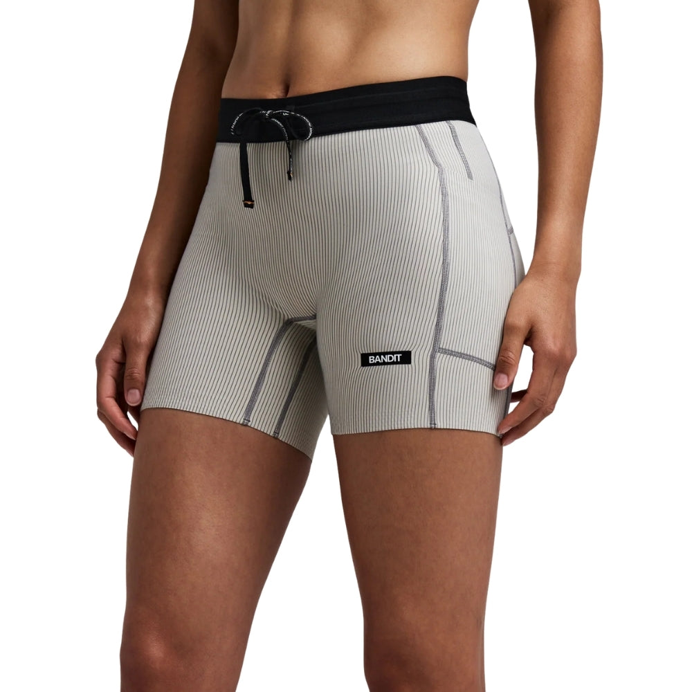 Bandit Women’s Striped Cadence 5" Compression Short - BlackToe Running#colour_plaster-slate