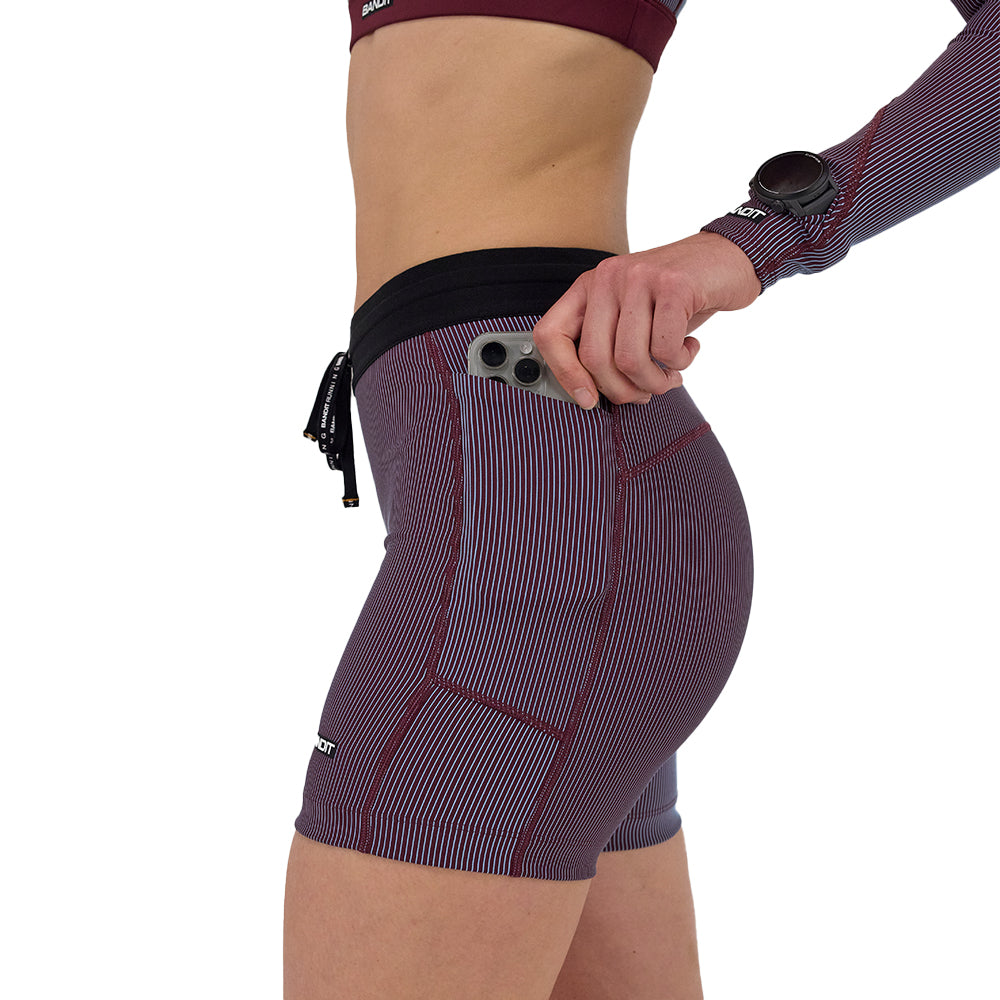 Bandit Running Women's Striped Cadence™ 5" Compression Short - BlackToe Running#colour_fig-vintage-blue