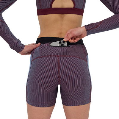 Bandit Running Women's Striped Cadence™ 5" Compression Short - BlackToe Running#colour_fig-vintage-blue