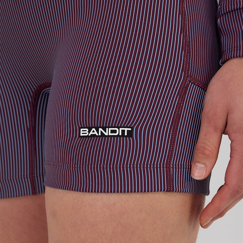 Bandit Running Women's Striped Cadence™ 5" Compression Short - BlackToe Running#colour_fig-vintage-blue
