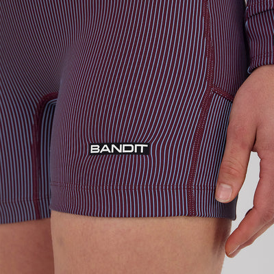 Bandit Running Women's Striped Cadence™ 5" Compression Short - BlackToe Running#colour_fig-vintage-blue