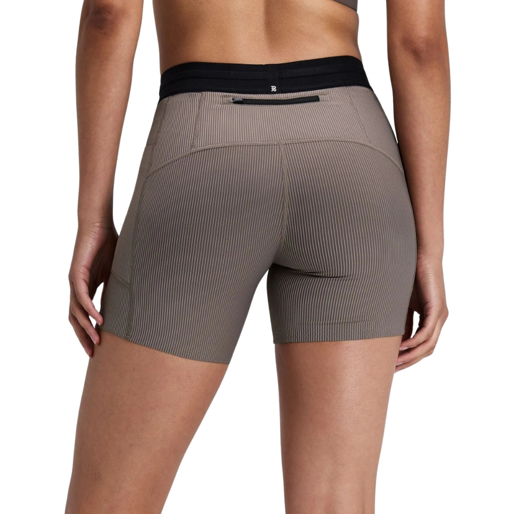 Bandit Women’s Striped Cadence 5" Compression Short - BlackToe Running#colour_concrete-taupe-cocoa