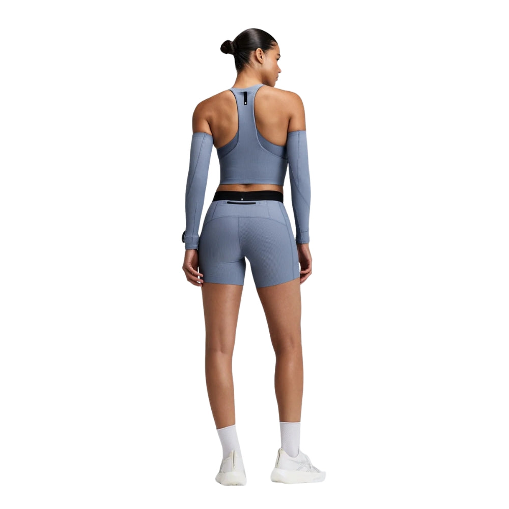 Bandit Women’s Striped Cadence 5" Compression Short - BlackToe Running#colour_pavillion-blue-steel-horizon