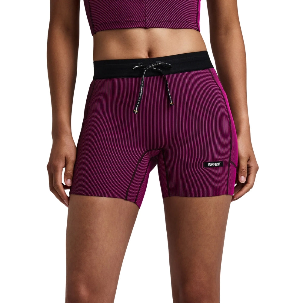 Bandit Women’s Striped Cadence 5" Compression Short - BlackToe Running#colour_espresso-azalea