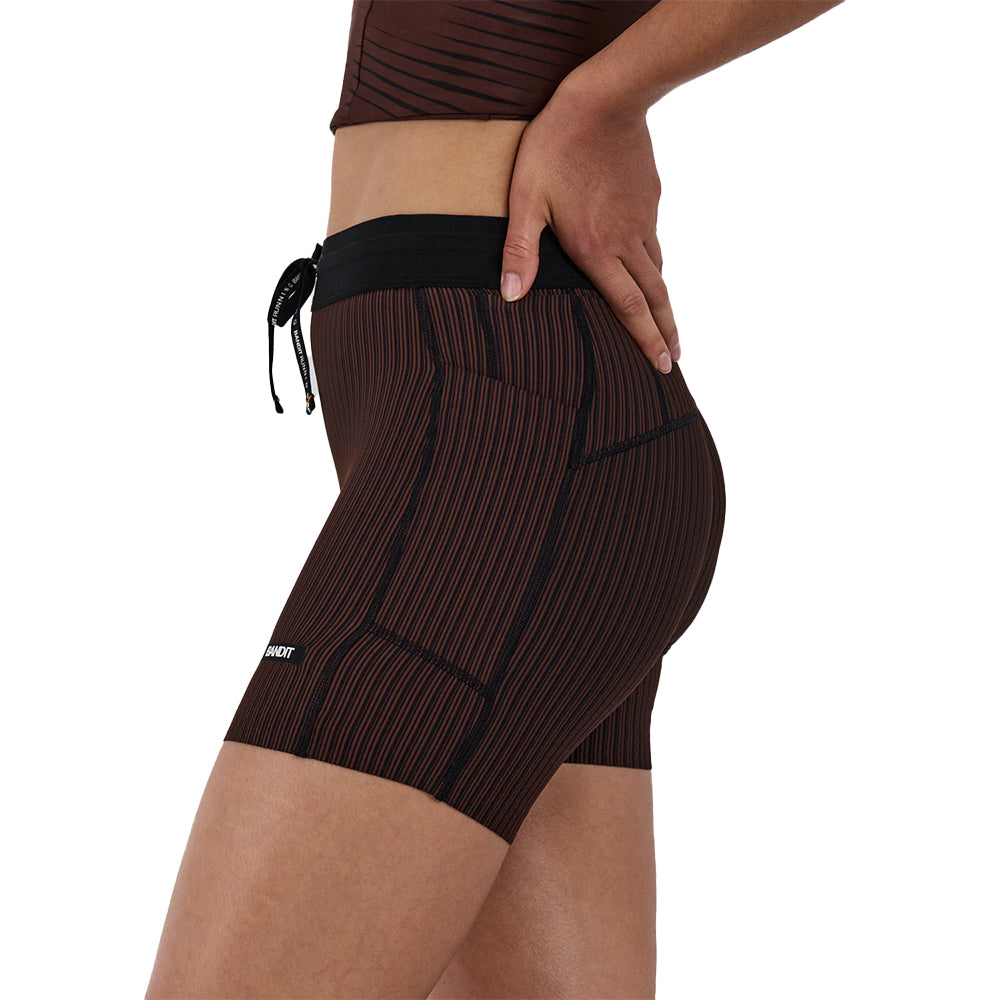 Bandit Running Women's Striped Cadence 5" Compression Short - BlackToe Running