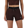 Bandit Running Women's Striped Cadence 5" Compression Short - BlackToe Running#colour_cacao-black