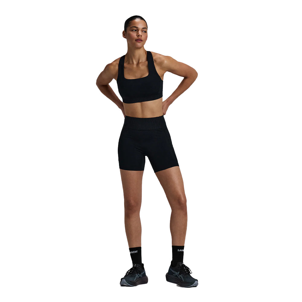 Bandit Running Women's Stamina-V High Waist 5" Compression Short - BlackToe Running#colour_black