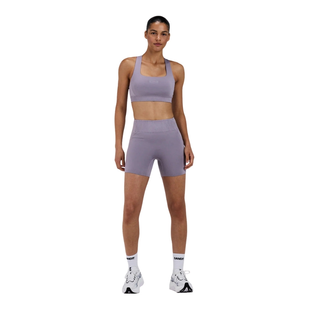 Bandit Running Women's Stamina-V High Waist 5" Compression Short - BlackToe Running#colour_violet-fog