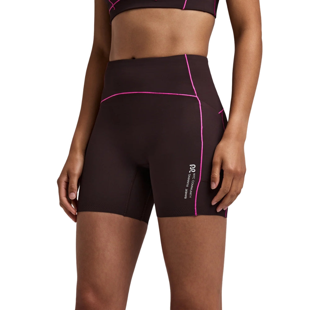 Bandit Running Women's Vanisher™ 5" Pop Stitch™ High Waist Compression Short - BlackToe Running#colour_espresso