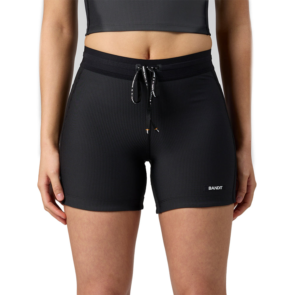 Bandit Running Women's Striped Cadence™ 5" Compression Short - BlackToe Running#colour_black