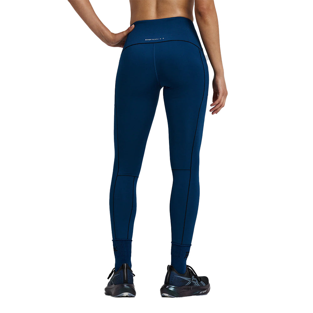 Bandit Running Women's Stamina-V High Waist Leggings - BlackToe Running#colour_ink-blue
