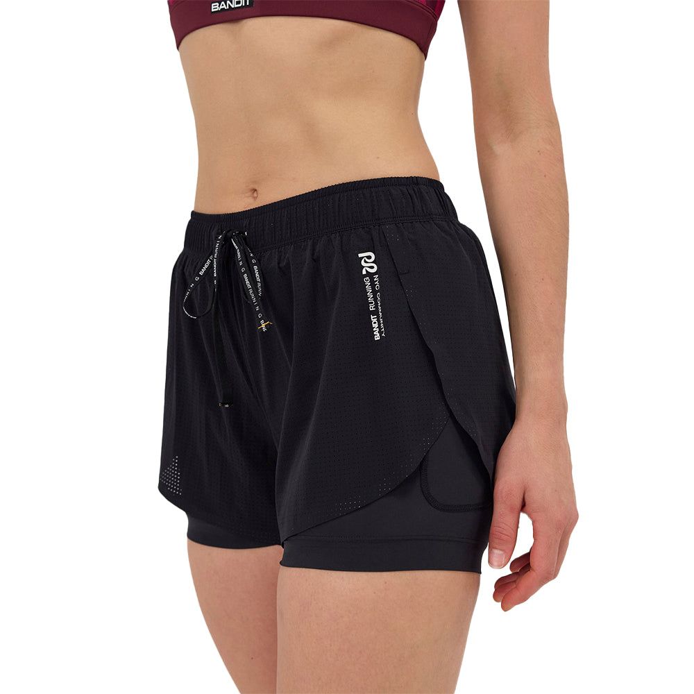 Bandit Running Women's Vento™ Dua Short - BlackToe Running#colour_black